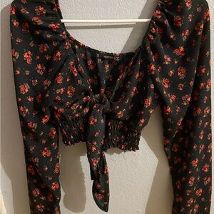 Black Floral Women's Top